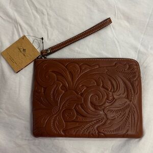 Patricia Nash Brown Embossed Wristlet
